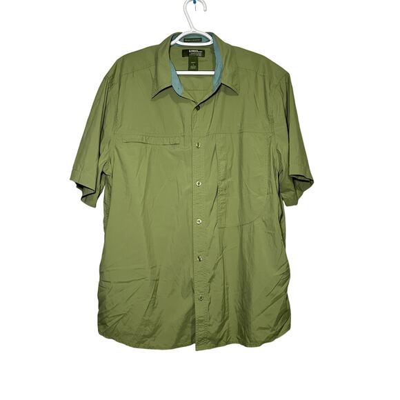 Gander Mountain green nylon utility button‎ down camp shirt mens large gorpcore - Picture 1 of 6